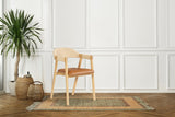 Safavieh Eamon Leather And Cane Dining Chair X23 Natural / Brown 21.5 IN W x 21.2 IN D x 29.9 IN H