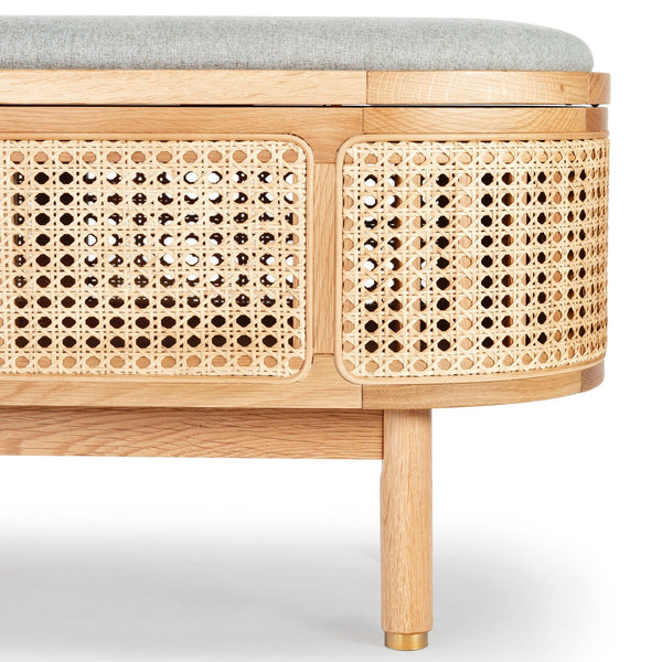 Safavieh Dolly Cane And Wood Storage Bench X23 Natural / Grey 47.3 IN W x 15.4 IN D x 18.6 IN H