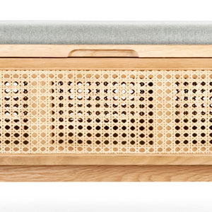 Safavieh Dolly Cane And Wood Storage Bench X23 Natural / Grey 47.3 IN W x 15.4 IN D x 18.6 IN H