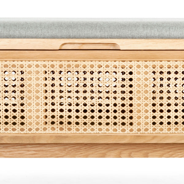 Safavieh Dolly Cane And Wood Storage Bench X23 Natural / Grey 47.3 IN W x 15.4 IN D x 18.6 IN H