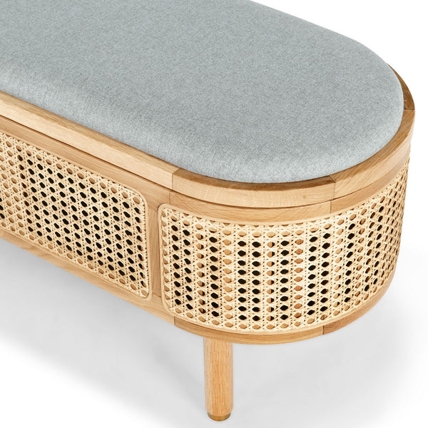 Safavieh Dolly Cane And Wood Storage Bench X23 Natural / Grey 47.3 IN W x 15.4 IN D x 18.6 IN H