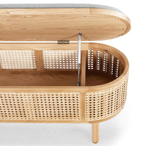 Safavieh Dolly Cane And Wood Storage Bench X23 Natural / Grey 47.3 IN W x 15.4 IN D x 18.6 IN H