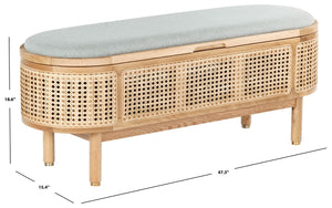Safavieh Dolly Cane And Wood Storage Bench X23 Natural / Grey 47.3 IN W x 15.4 IN D x 18.6 IN H