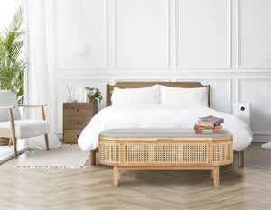 Safavieh Dolly Cane And Wood Storage Bench X23 Natural / Grey 47.3 IN W x 15.4 IN D x 18.6 IN H