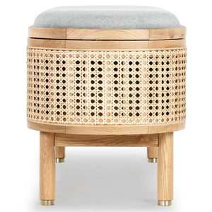 Safavieh Dolly Cane And Wood Storage Bench X23 Natural / Grey 47.3 IN W x 15.4 IN D x 18.6 IN H
