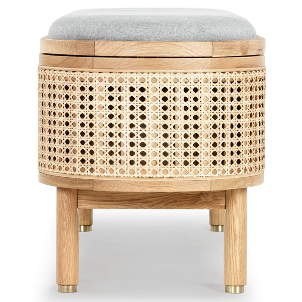 Safavieh Dolly Cane And Wood Storage Bench X23 Natural / Grey 47.3 IN W x 15.4 IN D x 18.6 IN H