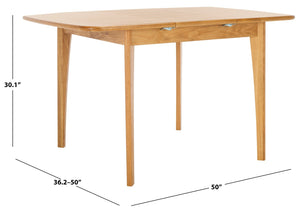 Safavieh BARBOSSA Extendable Dining Table - Modern Oak Design with Curved Edges for Elegant Dining Spaces Natural SFV4206A
