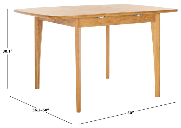 Safavieh BARBOSSA Extendable Dining Table - Modern Oak Design with Curved Edges for Elegant Dining Spaces Natural SFV4206A