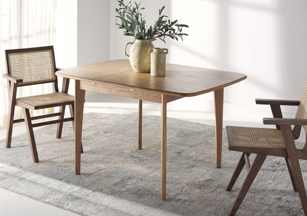 Safavieh BARBOSSA Extendable Dining Table - Modern Oak Design with Curved Edges for Elegant Dining Spaces Natural SFV4206A