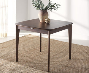 Safavieh BARBOSSA Extendable Dining Table - Modern Oak Design with Curved Edges for Elegant Dining Spaces Walnut SFV4206B
