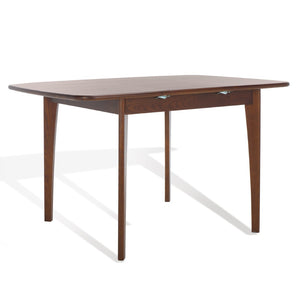 Safavieh BARBOSSA Extendable Dining Table - Modern Oak Design with Curved Edges for Elegant Dining Spaces Walnut SFV4206B
