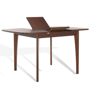 Safavieh BARBOSSA Extendable Dining Table - Modern Oak Design with Curved Edges for Elegant Dining Spaces Walnut SFV4206B