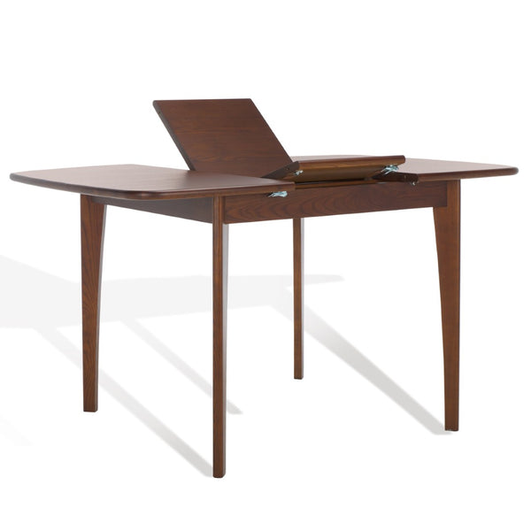 Safavieh BARBOSSA Extendable Dining Table - Modern Oak Design with Curved Edges for Elegant Dining Spaces Walnut SFV4206B