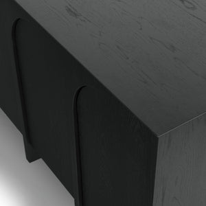 Safavieh TASHALIE 4-Door Wood Sideboard in Black – Stylish Storage Solution for Modern & Rustic Interiors SFV4209A