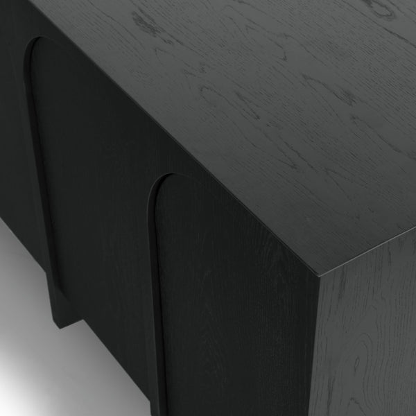 Safavieh TASHALIE 4-Door Wood Sideboard in Black – Stylish Storage Solution for Modern & Rustic Interiors SFV4209A