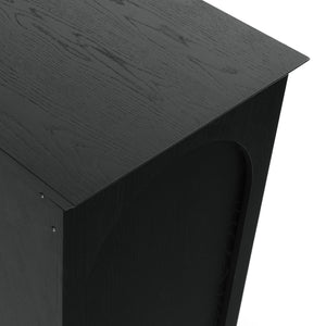 Safavieh TASHALIE 4-Door Wood Sideboard in Black – Stylish Storage Solution for Modern & Rustic Interiors SFV4209A