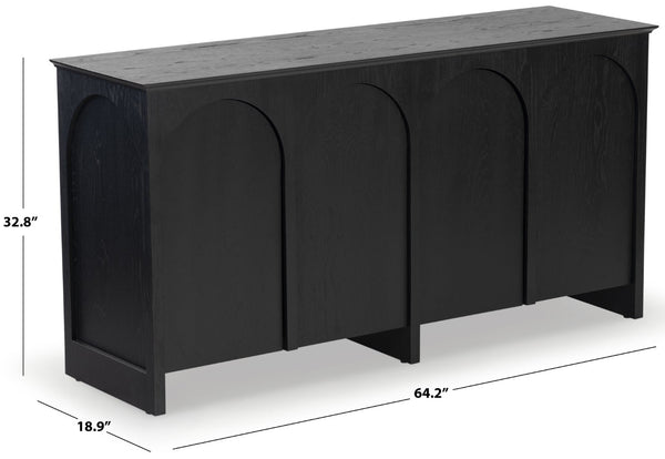 Safavieh TASHALIE 4-Door Wood Sideboard in Black – Stylish Storage Solution for Modern & Rustic Interiors SFV4209A