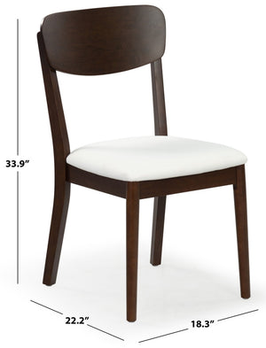 Safavieh PORTMAN Wood Dining Chair - Elegant Walnut & White Design for Modern Dining Spaces and Comfort SFV4211A-SET2