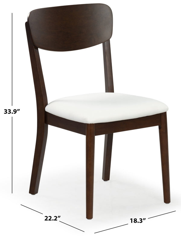 Safavieh PORTMAN Wood Dining Chair - Elegant Walnut & White Design for Modern Dining Spaces and Comfort SFV4211A-SET2