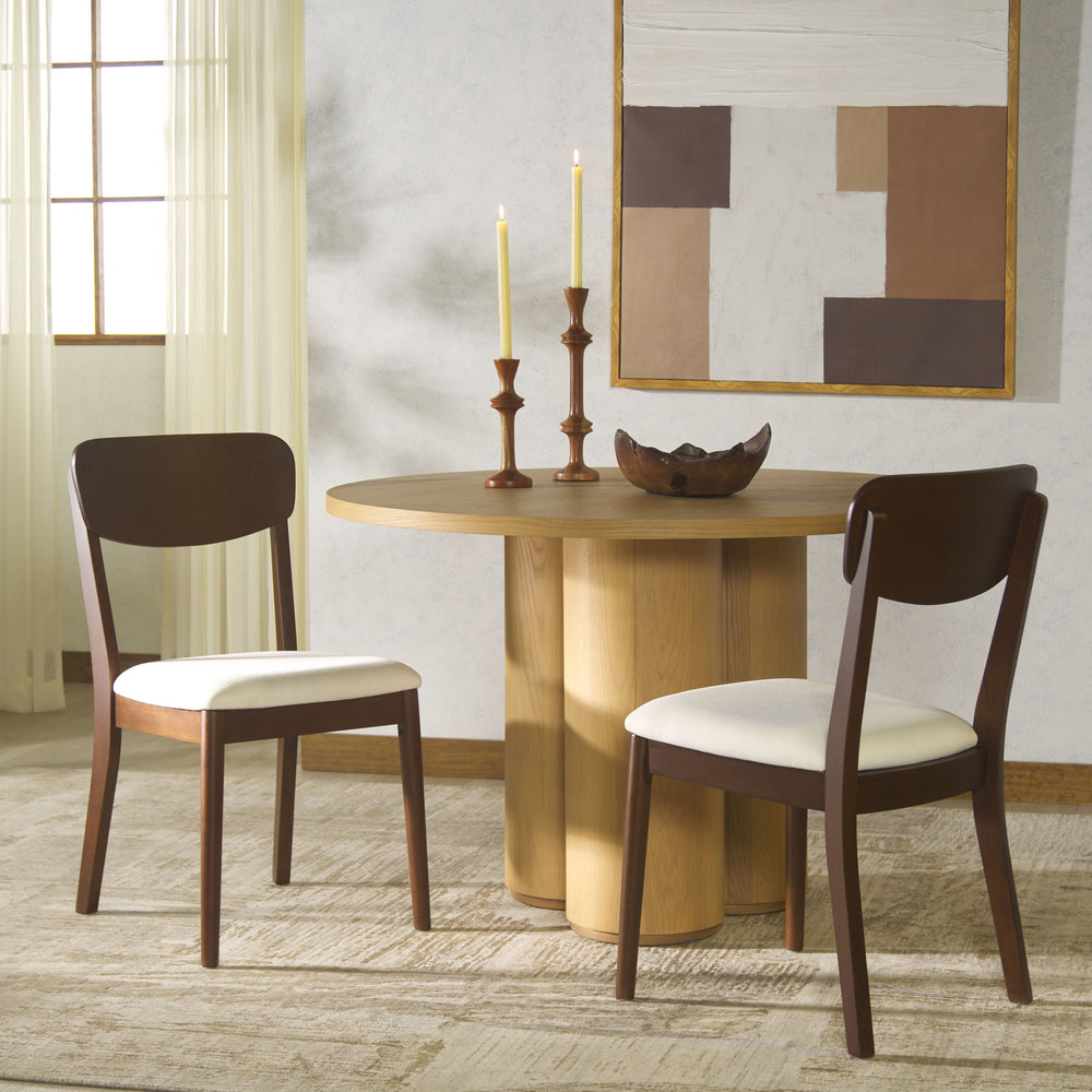 Safavieh Portman Wood Dining Chair - Elegant Walnut & White Design For Comfort & Style In Any Dining Room Walnut ,White Wood ,Fabric ,Foam Sfv4211a-set2