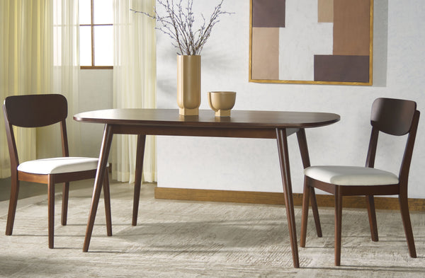 Safavieh Portman Wood Dining Chair - Elegant Walnut & White Design For Comfort & Style In Any Dining Room Walnut ,White Wood ,Fabric ,Foam Sfv4211a-set2