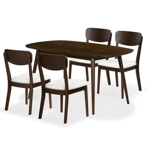 Safavieh PORTMAN Wood Dining Chair - Elegant Walnut & White Design for Modern Dining Spaces and Comfort SFV4211A-SET2
