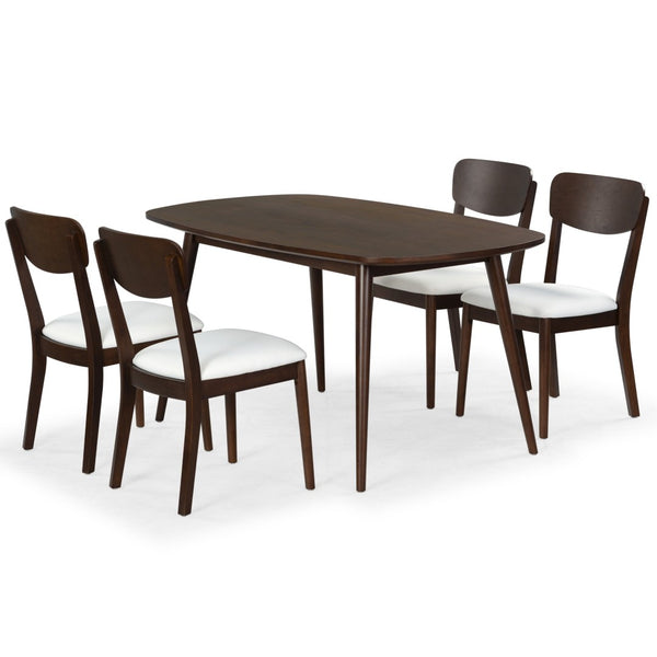 Safavieh PORTMAN Wood Dining Chair - Elegant Walnut & White Design for Modern Dining Spaces and Comfort SFV4211A-SET2