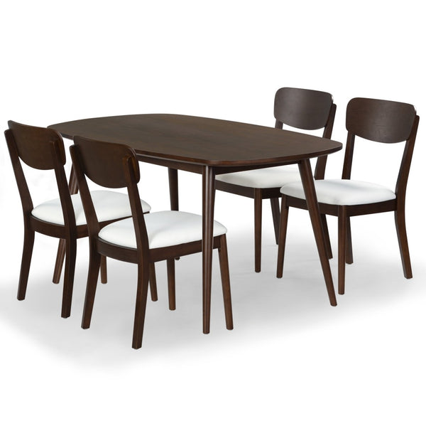 Safavieh PORTMAN Wood Dining Chair - Elegant Walnut & White Design for Modern Dining Spaces and Comfort SFV4211A-SET2