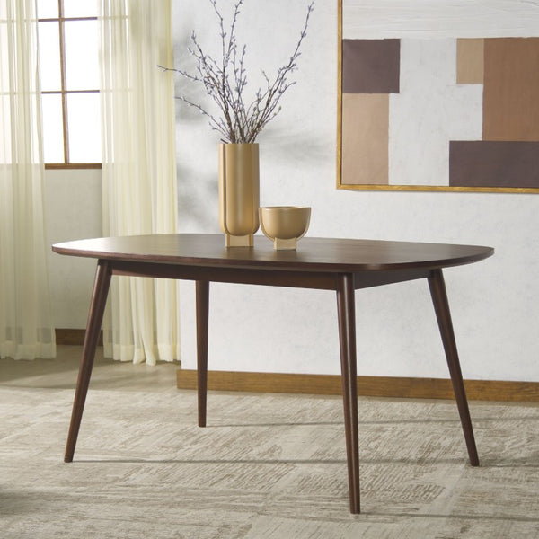 Safavieh Portman Rectangular Wood Dining Table Seats Six with Warm Walnut Grain Finish SFV4212A