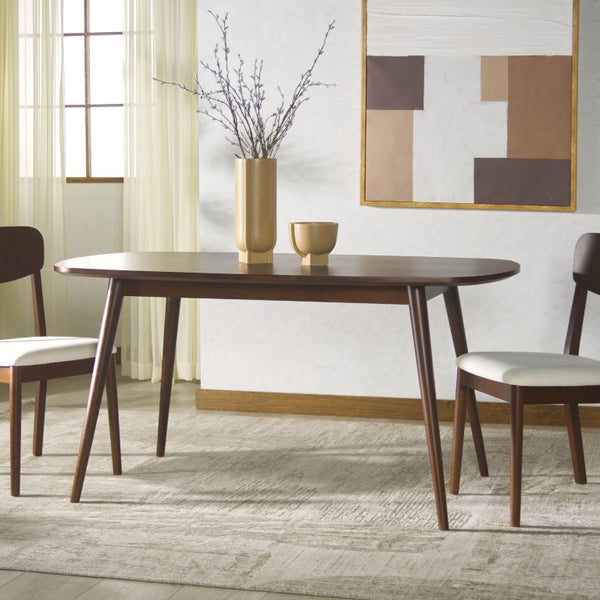 Safavieh Portman Rectangular Wood Dining Table Seats Six with Warm Walnut Grain Finish SFV4212A