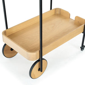 Safavieh Malek Wood And Metal 2 Shelf Bar Cart – Stylish, Durable Design For Effortless Entertaining At Home Natural ,Black Wood ,Metal Sfv4213a