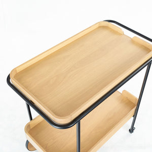 Safavieh Malek Wood And Metal 2 Shelf Bar Cart – Stylish, Durable Design For Effortless Entertaining At Home Natural ,Black Wood ,Metal Sfv4213a