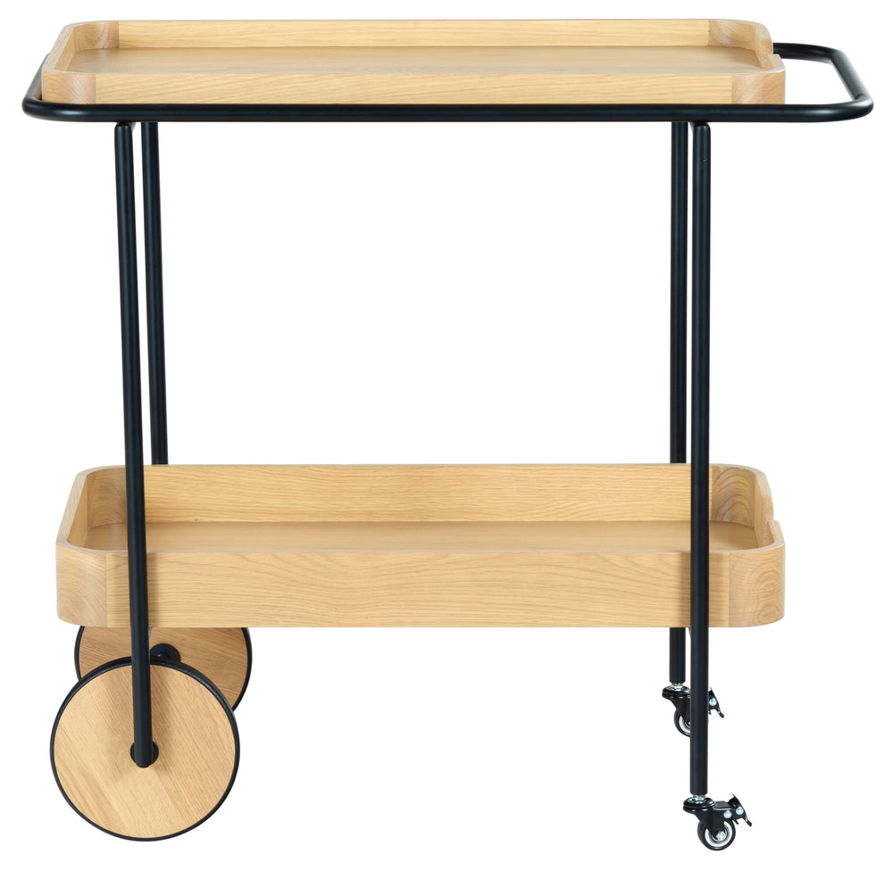 Safavieh Malek Wood And Metal 2 Shelf Bar Cart – Stylish, Durable Design For Effortless Entertaining At Home Natural ,Black Wood ,Metal Sfv4213a