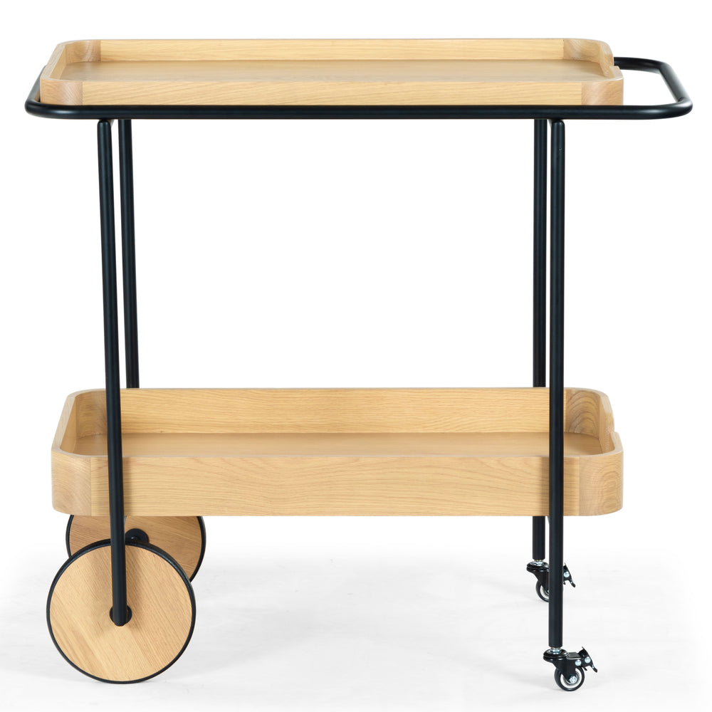 Safavieh Malek Wood And Metal 2 Shelf Bar Cart – Stylish, Durable Design For Effortless Entertaining At Home Natural ,Black Wood ,Metal Sfv4213a