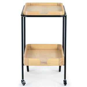 Safavieh Malek Wood And Metal 2 Shelf Bar Cart – Stylish, Durable Design For Effortless Entertaining At Home Natural ,Black Wood ,Metal Sfv4213a