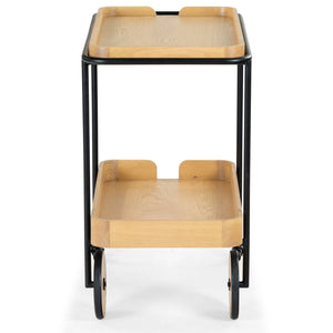 Safavieh Malek Wood And Metal 2 Shelf Bar Cart – Stylish, Durable Design For Effortless Entertaining At Home Natural ,Black Wood ,Metal Sfv4213a