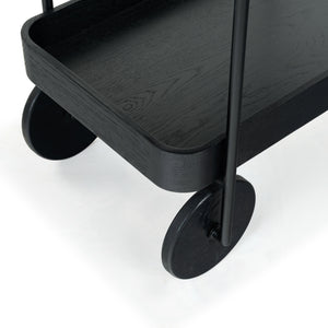 Safavieh Malek Wood And Metal 2 Shelf Bar Cart – Stylish, Durable Design For Effortless Entertaining At Home Black Wood ,Metal Sfv4213b