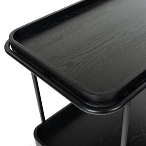 Safavieh Malek Wood And Metal 2 Shelf Bar Cart – Stylish, Durable Design For Effortless Entertaining At Home Black Wood ,Metal Sfv4213b