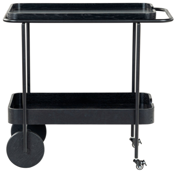 Safavieh Malek Wood And Metal 2 Shelf Bar Cart – Stylish, Durable Design For Effortless Entertaining At Home Black Wood ,Metal Sfv4213b