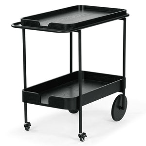 Safavieh Malek Wood And Metal 2 Shelf Bar Cart – Stylish, Durable Design For Effortless Entertaining At Home Black Wood ,Metal Sfv4213b