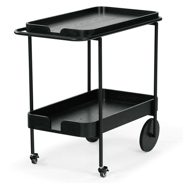 Safavieh Malek Wood And Metal 2 Shelf Bar Cart – Stylish, Durable Design For Effortless Entertaining At Home Black Wood ,Metal Sfv4213b