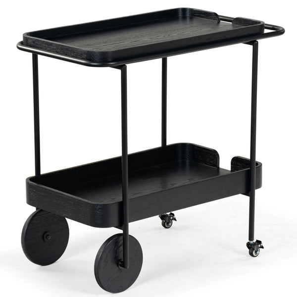 Safavieh Malek Wood And Metal 2 Shelf Bar Cart – Stylish, Durable Design For Effortless Entertaining At Home Black Wood ,Metal Sfv4213b