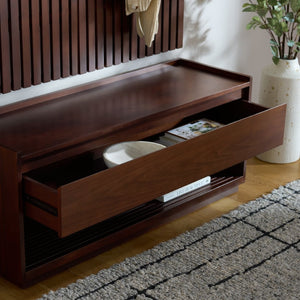 Safavieh PETRABELLA Hall Tree with Bench – Elegant Walnut & Black Metal Design for Entryway Storage & Style SFV4214A
