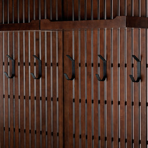 Safavieh Petrabella Wood Hall Tree With Bench – Elegant Walnut & Black Design For Stylish Entryway Storage Walnut ,Black Wood ,Metal Sfv4214a