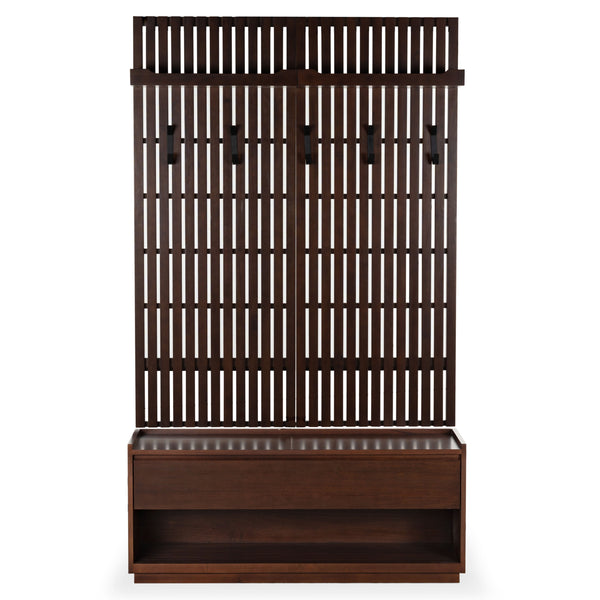 Safavieh Petrabella Wood Hall Tree With Bench – Elegant Walnut & Black Design For Stylish Entryway Storage Walnut ,Black Wood ,Metal Sfv4214a