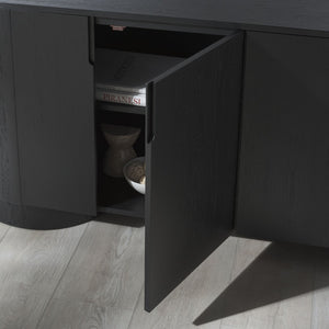 Safavieh JESBELINA Oval 4-Door Sideboard - Modern Wood Storage Solution for Dining and Living Spaces Black SFV4215A