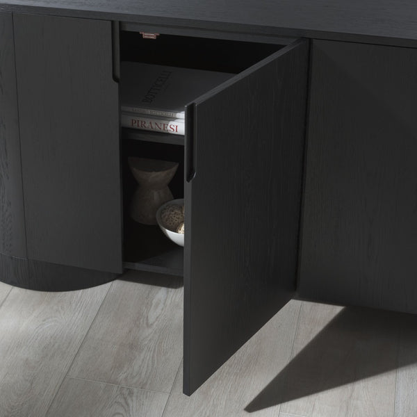 Safavieh JESBELINA Oval 4-Door Sideboard - Modern Wood Storage Solution for Dining and Living Spaces Black SFV4215A