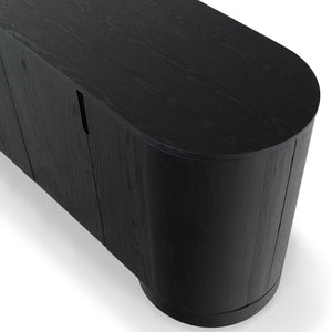Safavieh JESBELINA Oval 4-Door Sideboard - Modern Wood Storage Solution for Dining and Living Spaces Black SFV4215A