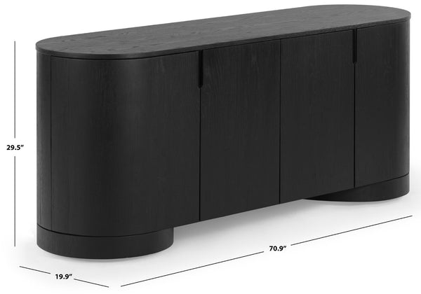 Safavieh JESBELINA Oval 4-Door Sideboard - Modern Wood Storage Solution for Dining and Living Spaces Black SFV4215A