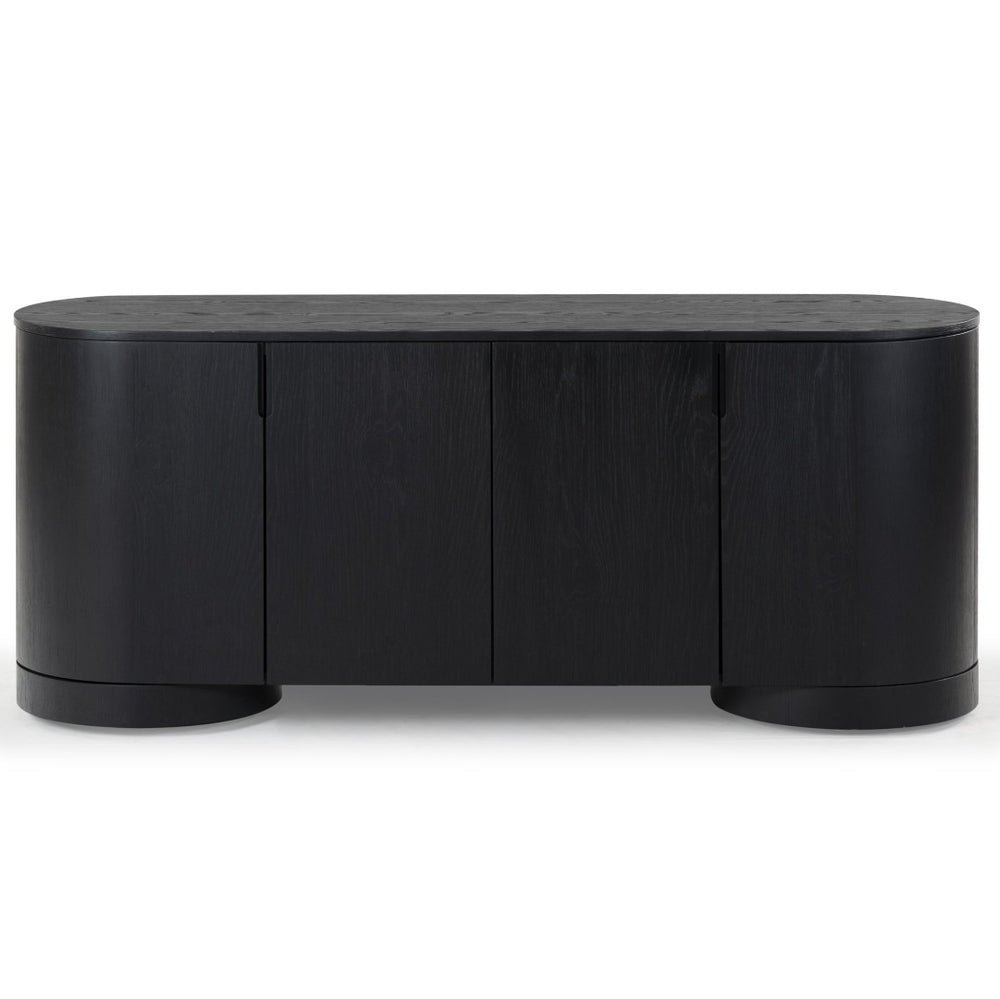 Safavieh JESBELINA Oval 4-Door Sideboard - Modern Wood Storage Solution for Dining and Living Spaces Black SFV4215A